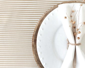 French Coated tablecloth with yellow/ocre stripes