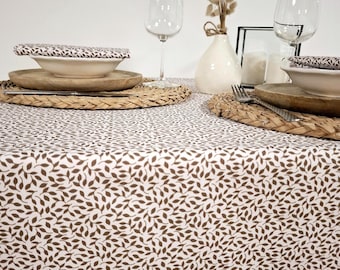 Vosges cotton tablecloth with chocolate foliage