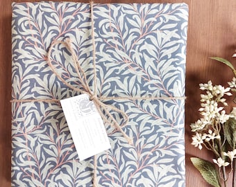 French coated tablecloth. Foliage bleu, green, corail. Pre-order. Shipment july the 20th