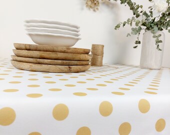 Vosges cotton tablecloth with yellow polka dots