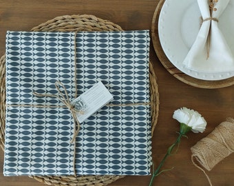 French Coated tablecloth with blue fish