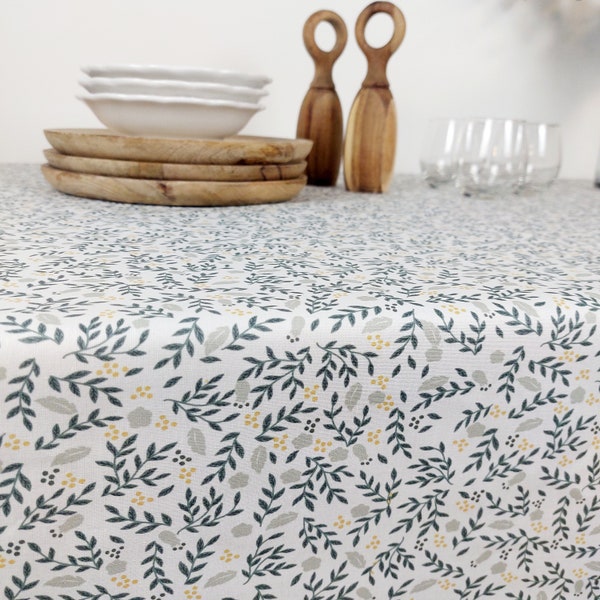 Vosges cotton coated tablecloth with flowers. Square, rectangle, round, oval tablecloth. Custom dimensions. French made