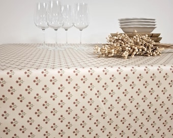 Coated tablecloth with pink flowers, easy to care for