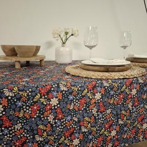 Vintage floral coated tablecloth. 1970s