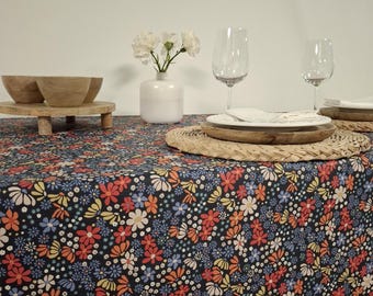 Vintage floral coated tablecloth. 70s