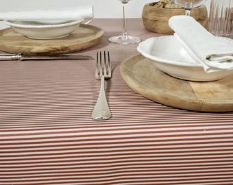 Red Striped French Coated Cotton Tablecloth – 15%