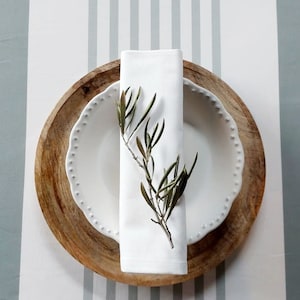 Vosges cotton tablecloth. Light and dark green stripes
