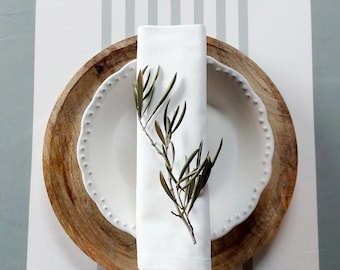 Vosges cotton tablecloth. Light and dark green stripes