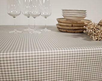 Gray and white Coated Tablecloth - Made in France