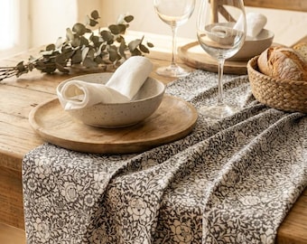 French Coated Cotton Tablecloth Black and White vintage