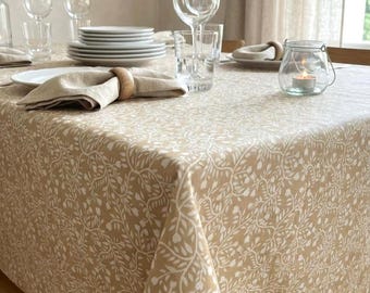 Yellow and white Coated Tablecloth - Made in France