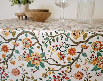 Coated tablecloth – Multicolored leaves and flowers