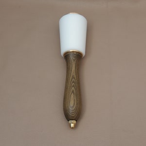 Leather Carving Hammer Mallet – Rawhide/Nylon Head, Wood Handle, For Leathercraft, Punching & Stamping, 8.27" Length