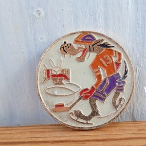 Wolf and hare, Backpack childrens pin, Folk tale characters.