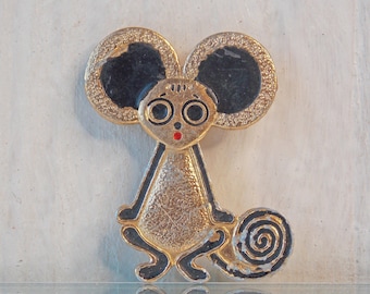 Pin de ratón, Pin infantil, Pin de mochila, Pin vintage, Animales retro, Idea de regalo