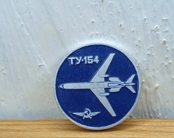 Vintage badge aircraft - TU-154, Airplane pin,Aviation, Cute enamel pin