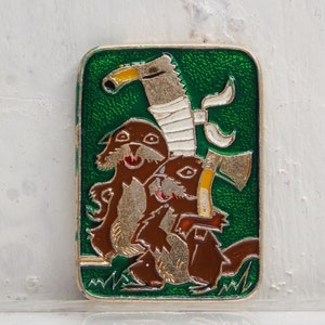 Pin Bevers, Childrens pin, Grappig emaille pin, Dier pin, Vintage pin, Rugzak pin