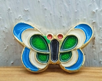 Vintage butterfly pin, Childrens pin, Funny enamel pin, Small butterfly pin.