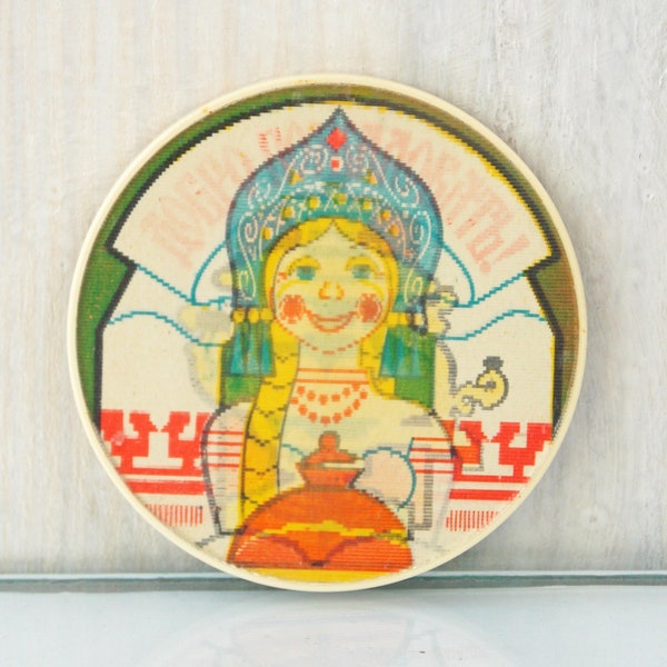 Plastic pin, Welcome,Rare badge,Samovar, Lenticular pins,Gift idea,Cartoon pin, Vintage badge, Made in USSR
