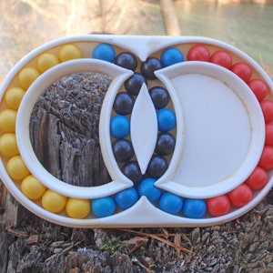 Magic rings,Vintage logic game,Brain teaser,Educational toy,Collectible twisty puzzle,Rings with Balls,USSR plastic toy