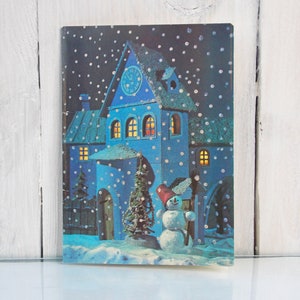 ZELDZAME ansichtkaart, kerstkaart, nieuwjaarskaart, beste wensen voor een gelukkig nieuwjaar, ongebruikte ansichtkaart, ansichtkaart met een sneeuwpop, wenskaart, 1980