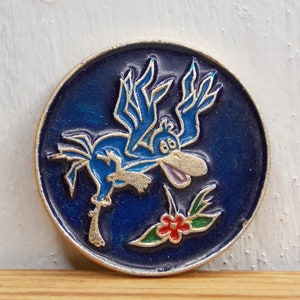 Pin Crow, Pin dla dzieci, Słodki pin emaliowany, Pin ptaki, Pin vintage