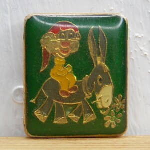 Pin Gnome and Donkey, Childrens pin, Animals pin, Fairy pin, Collectible pin