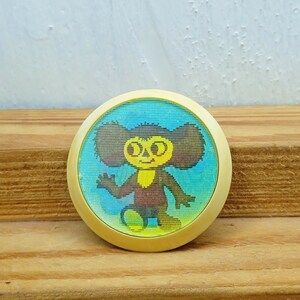 Cheburashka pin, lenticulaire pin, kinderpin, rugzakpin, vintage pin, cadeau idee
