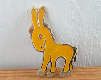 Donkey pin, Childrens animals pin, Yellow Donkey pin, Funny enamel pin.