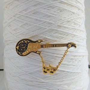 Brooch guitar,Antique brooch,Brooch musical instrument,Gift idea,Made in USSR