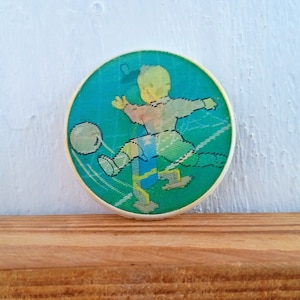 Child football player pin, Lenticular pin, Sports pin, Childrens backpack pin.