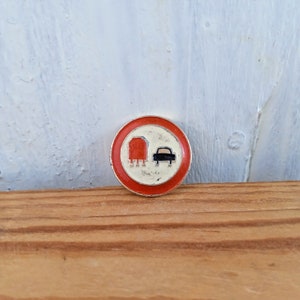Overtaking by trucks is prohibited road sign , Traffic Laws, Childrens pin, Road sign, Cute vintage enamel pin.