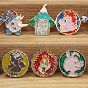 Pins set 10 psc, Kinderpins, Vintage accessoires, Stripfiguren, Cadeau idee, Verzamelobjecten