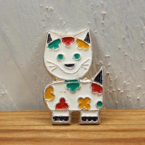 Grappige emaille pin, kattenpin, kinderdieren pin, vintage pin kat