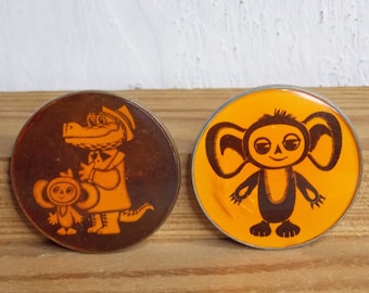 チェブラーシカ、バッジ、漫画キャラクター、ヴィンテージ コレクター