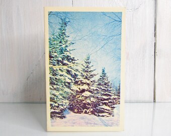 Carte du Nouvel An, Carte postale inutilisée, Forêt d’hiver, Carte de vœux, Carte postale à collectionner, Carte de Noël, 1971