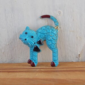 Vintage broche kat, stripfiguur, rugzak kinderspeld, retro jaren 80, sprookjesfiguur, cadeau-idee