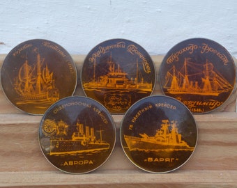 Set of ship pins, Vintage pins, Collectible pins