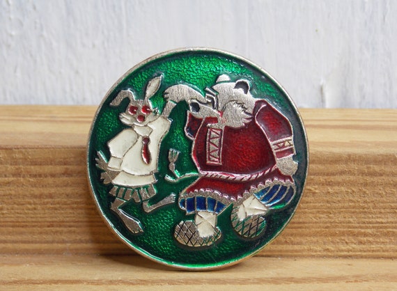 Hare pin, Bear pin, Funny enamel pin, Childrens p… - image 3