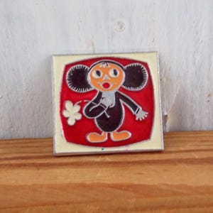 Przypinka Cheburashka, szpilka emaliowana w stylu retro, pomysł na prezent, szpilka Vintage