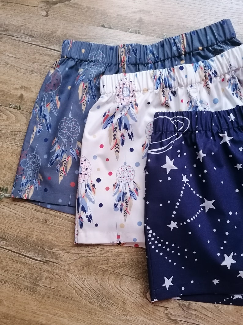 pajama shorts boxer shorts plus size shorts Set of 3 cotton sleep shorts with dreamcatchers cosmos and hearts print