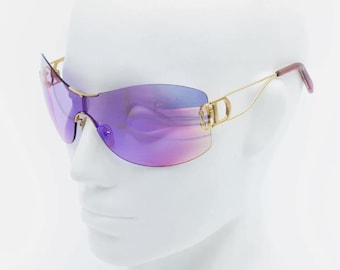 Christian DIOR Sunglasses DIORELLA Large Violet RAINBOW Gold 2000s
