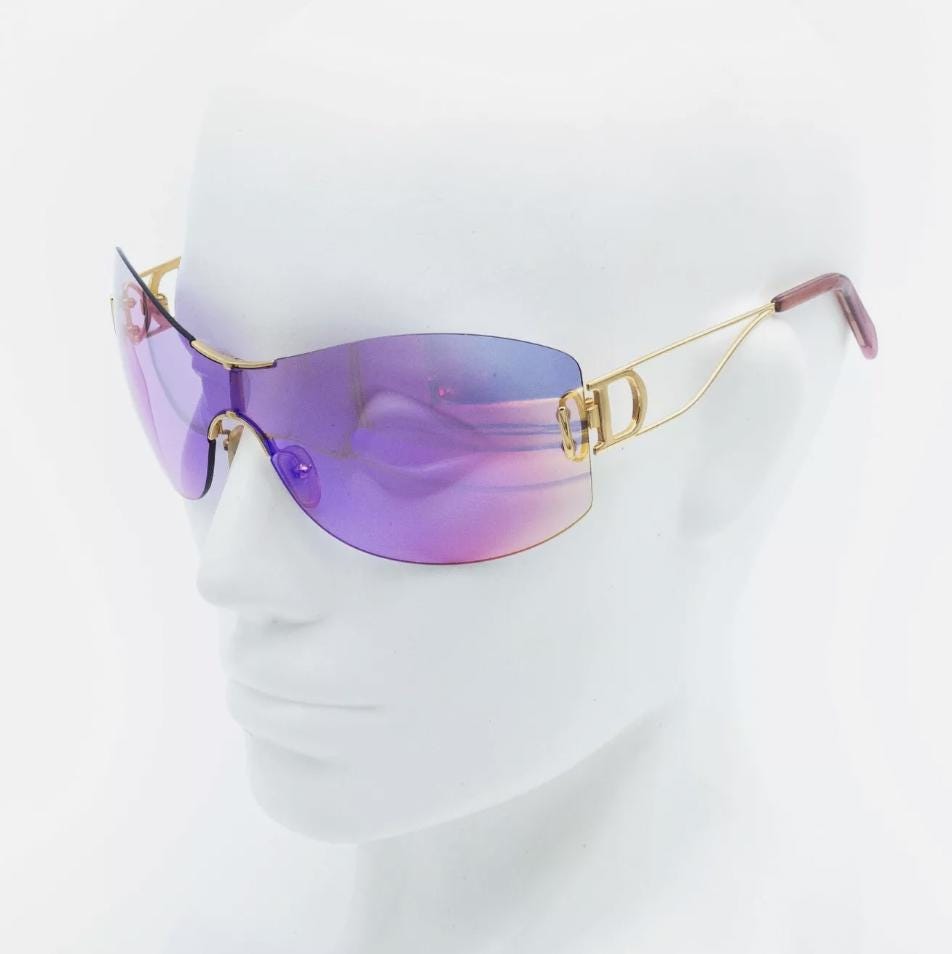 Christian DIOR Sunglasses DIORELLA Large Violet RAINBOW Gold 2000s