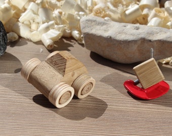 Natural wooden handmade small car.Mini toy best birthday gifts.