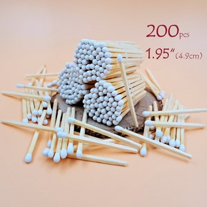 200 White tips design birthday party wedding matches. Candle jar matches. Natural wood matchsticks 1.95" candle matches, matches supply.
