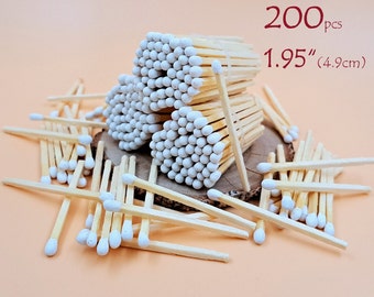 200 White tips design birthday party wedding matches. Candle jar matches. Natural wood matchsticks 1.95" candle matches, matches supply.