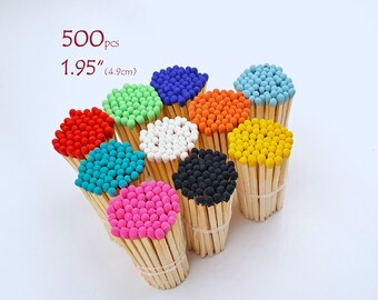 500 Colorful tips wedding party safety candle jar matches. Party favors. Smoking accessories rainbow color tips natural wood sticks 1.95"