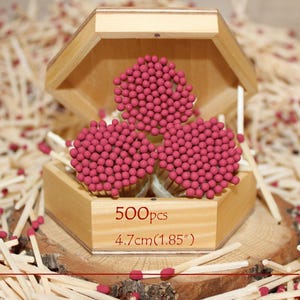 Cerillas para velas - 500 varillas de madera con punta burdeos de 4,7 cm (1,85") para decoración de bodas y hogar
