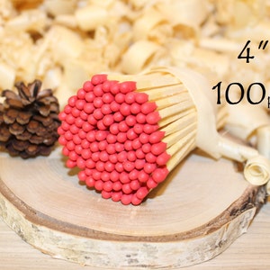 4" Long red party weddings candle matches.personalized custom matches.Apothecary jar. Match holder reffiel. 100pcs