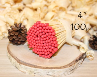 Candle Jar Matches – 100pcs Red Tip Wooden Sticks 10cm (4") for Wedding & Home Decor